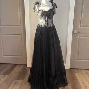 Dolls Kill Black dance with death maxi dress size large
